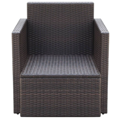 Tuinstoel met kussens poly rattan bruin