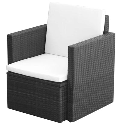 Tuinstoel Met Kussens Poly Rattan Zwart