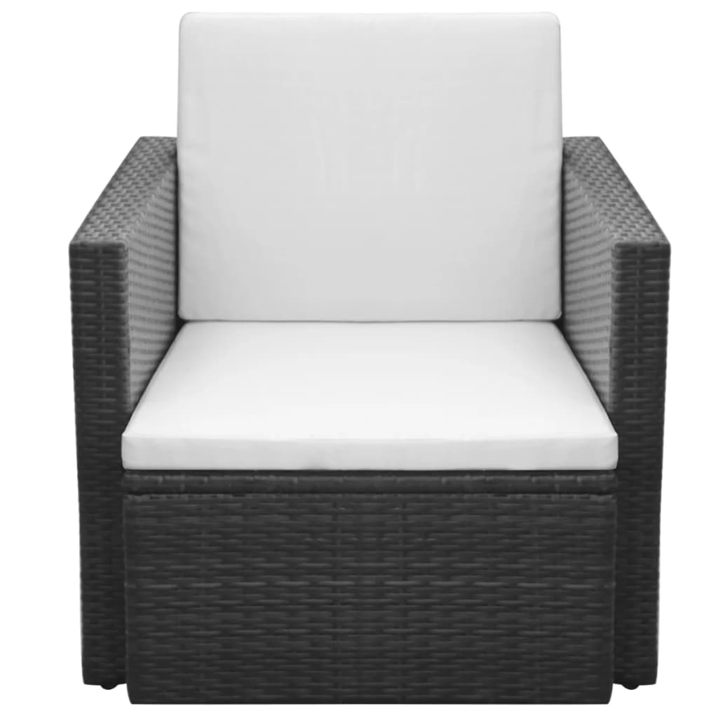 Tuinstoel Met Kussens Poly Rattan Zwart