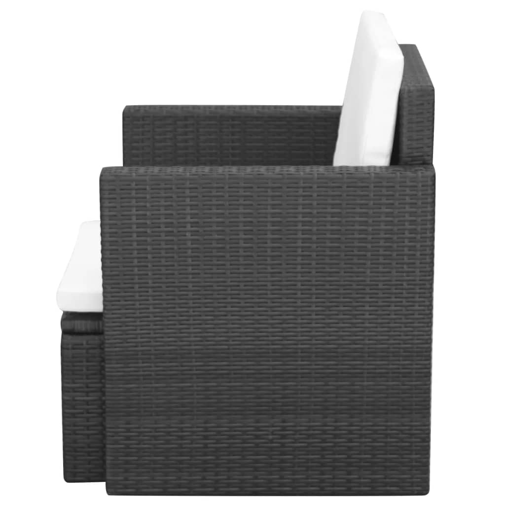 Tuinstoel Met Kussens Poly Rattan Zwart