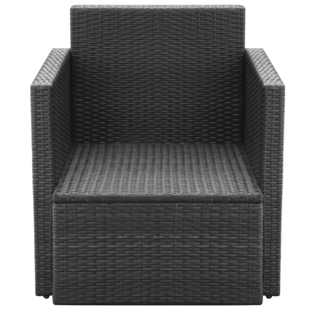 Tuinstoel Met Kussens Poly Rattan Zwart