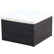 Voetenbank poly rattan bruin 53x53x30 cm