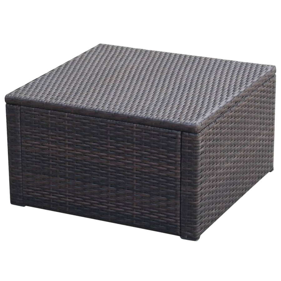 Voetenbank/Poef 53X53X30 Cm Poly Rattan Bruin