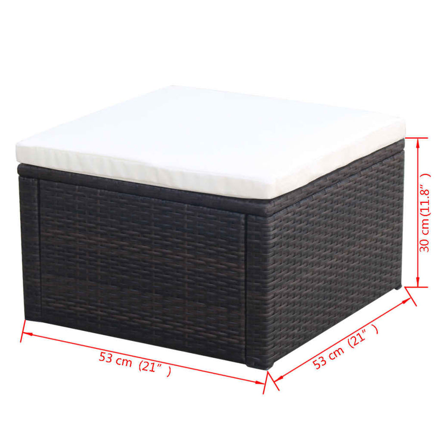 Voetenbank/Poef 53X53X30 Cm Poly Rattan Bruin