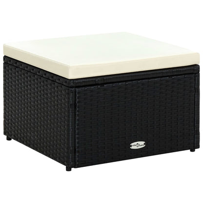 Voetenbank/poef zwart 53x53x30 cm poly rattan