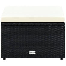 Voetenbank/poef zwart 53x53x30 cm poly rattan