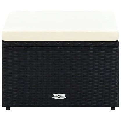 Voetenbank/poef zwart 53x53x30 cm poly rattan