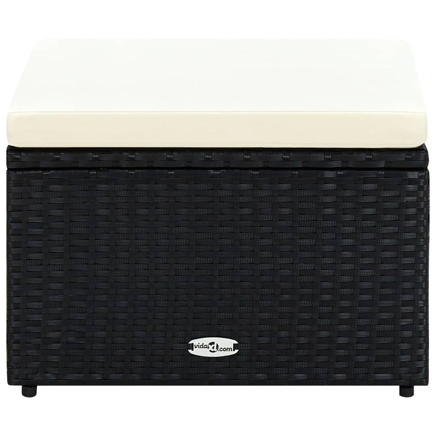 Voetenbank/poef zwart 53x53x30 cm poly rattan