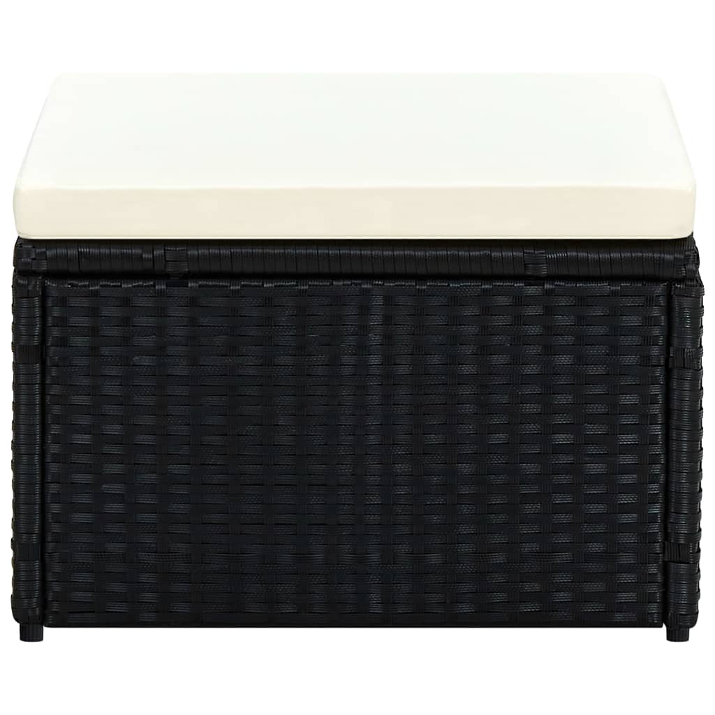 Voetenbank/poef zwart 53x53x30 cm poly rattan