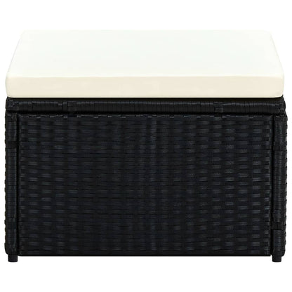 Voetenbank/poef zwart 53x53x30 cm poly rattan