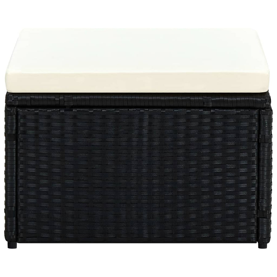 Voetenbank/poef zwart 53x53x30 cm poly rattan