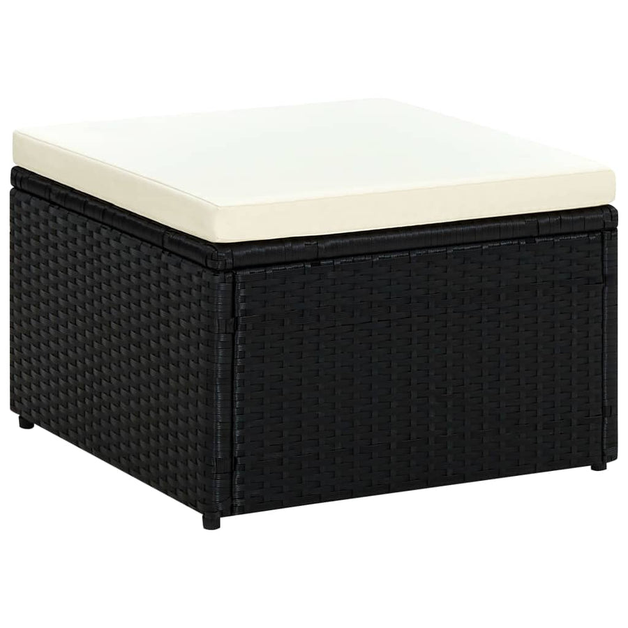 Voetenbank/poef zwart 53x53x30 cm poly rattan