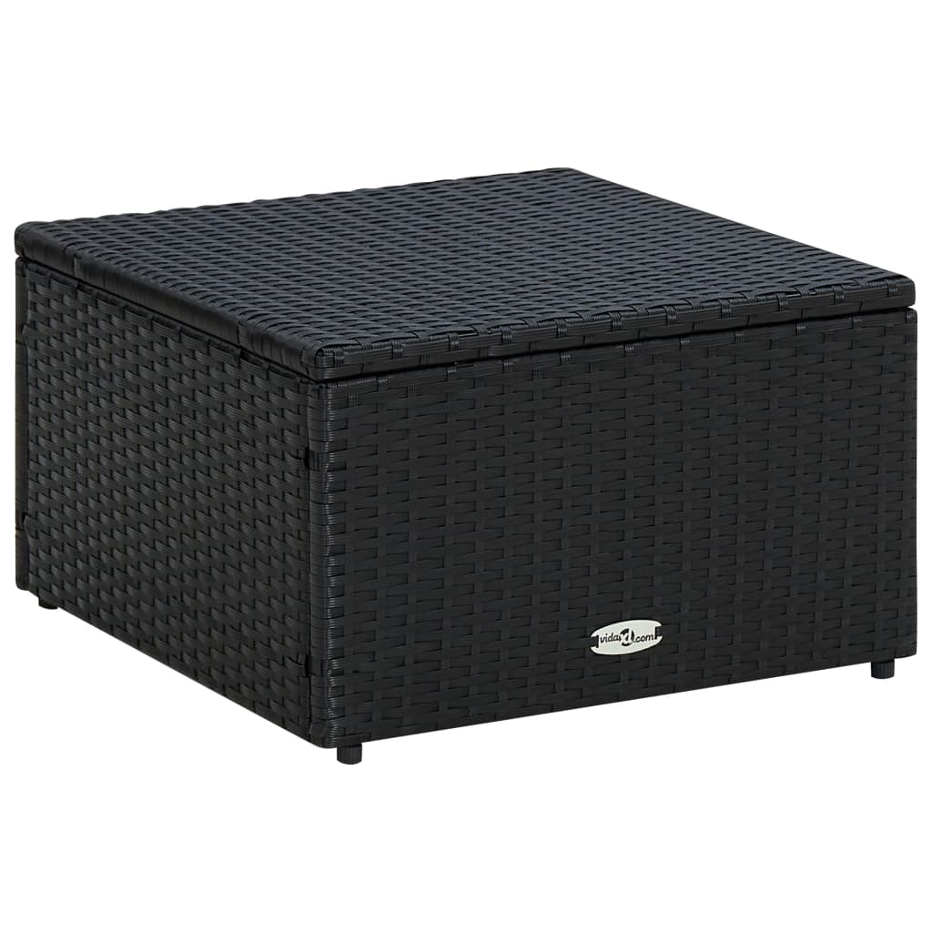 Voetenbank/poef zwart 53x53x30 cm poly rattan