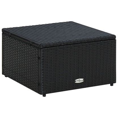 Voetenbank/poef zwart 53x53x30 cm poly rattan