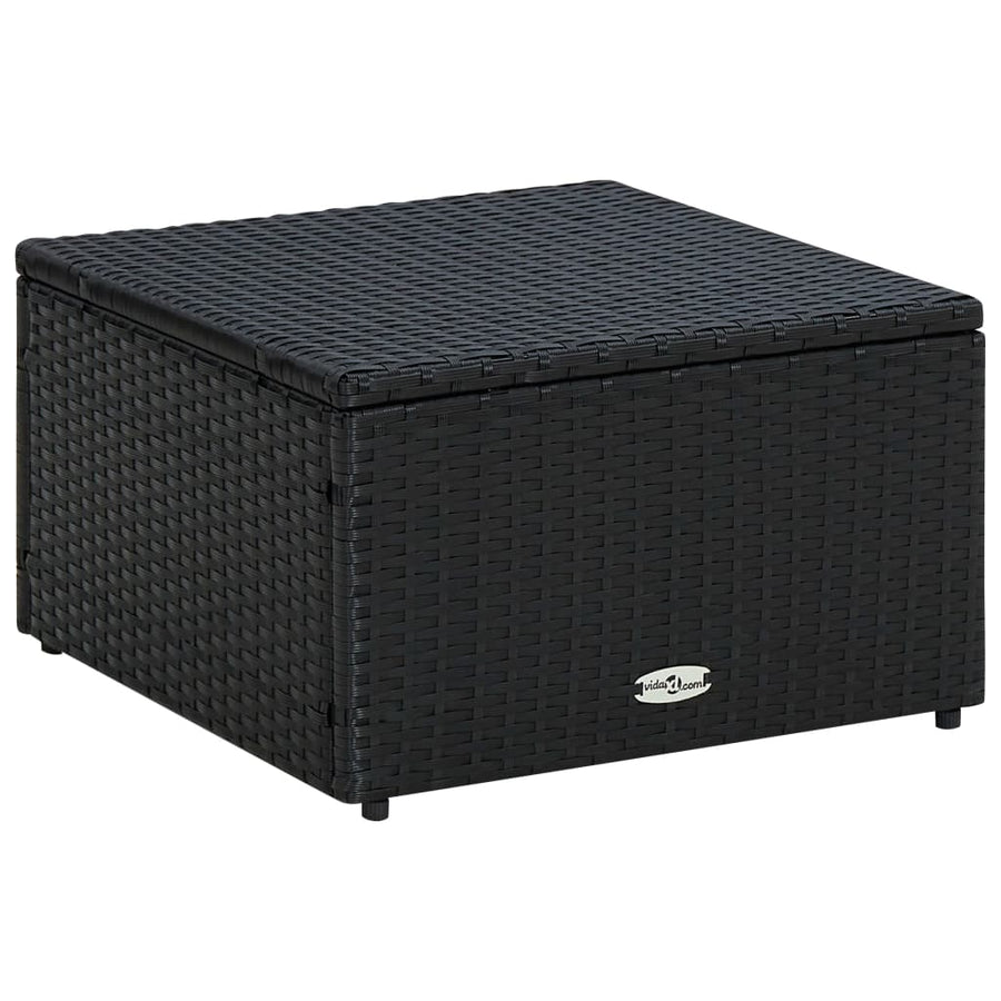 Voetenbank/poef zwart 53x53x30 cm poly rattan