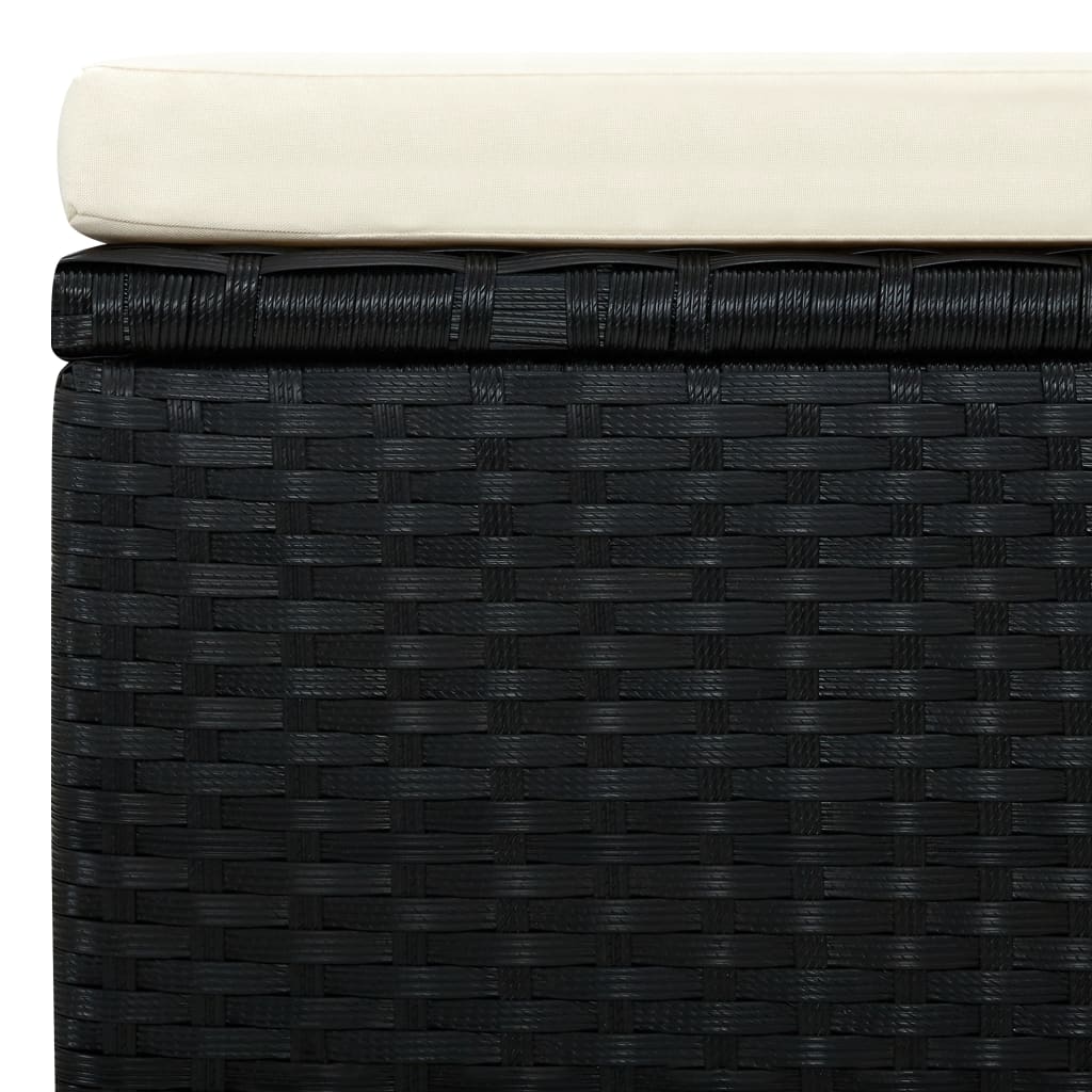 Voetenbank/poef zwart 53x53x30 cm poly rattan