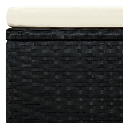Voetenbank/poef zwart 53x53x30 cm poly rattan
