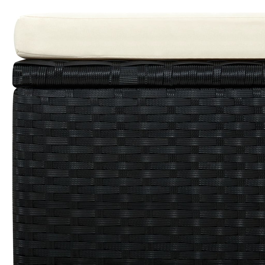 Voetenbank/poef zwart 53x53x30 cm poly rattan