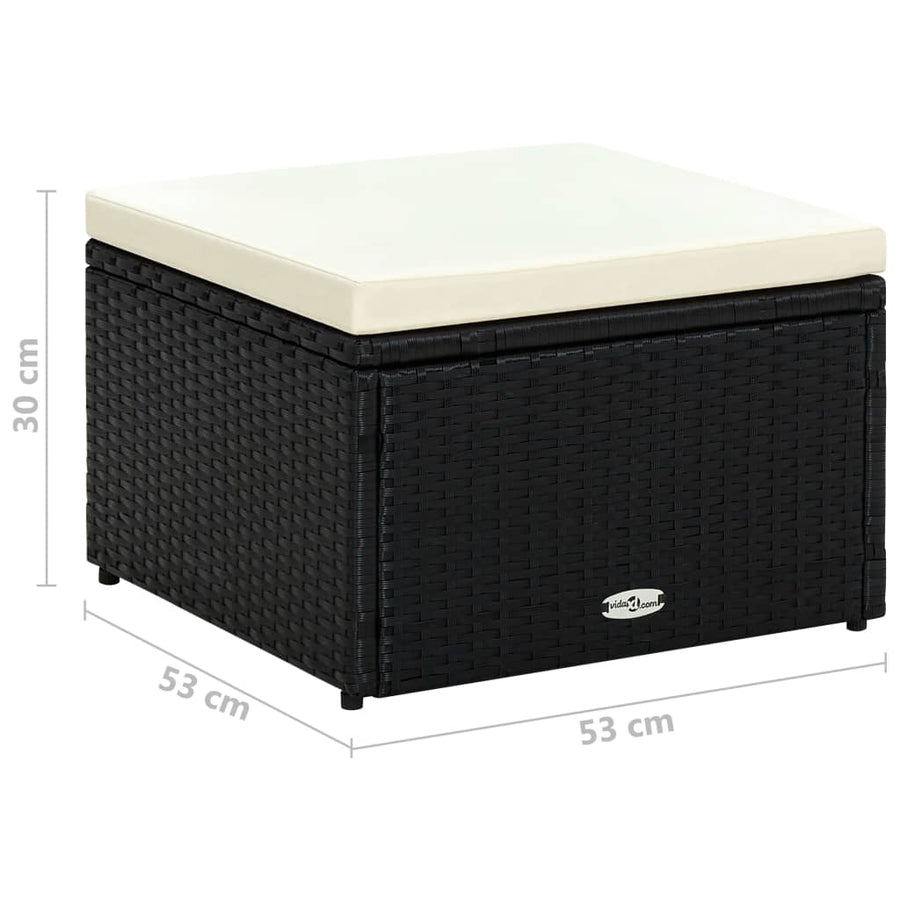 Voetenbank/poef zwart 53x53x30 cm poly rattan