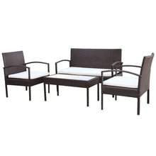 -Delige Loungeset Met Kussens Poly Rattan Bruin
