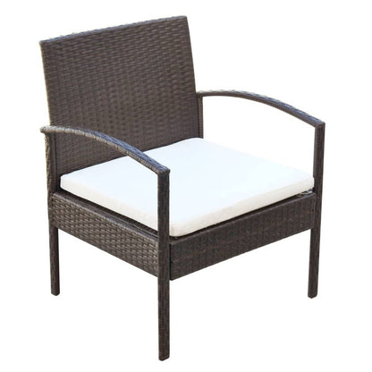 -Delige Loungeset Met Kussens Poly Rattan Bruin