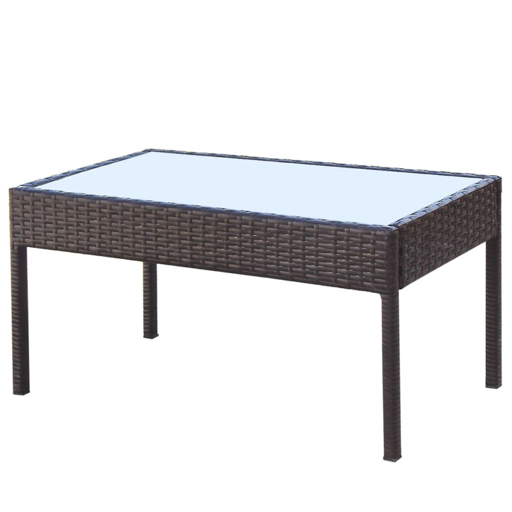-Delige Loungeset Met Kussens Poly Rattan Bruin
