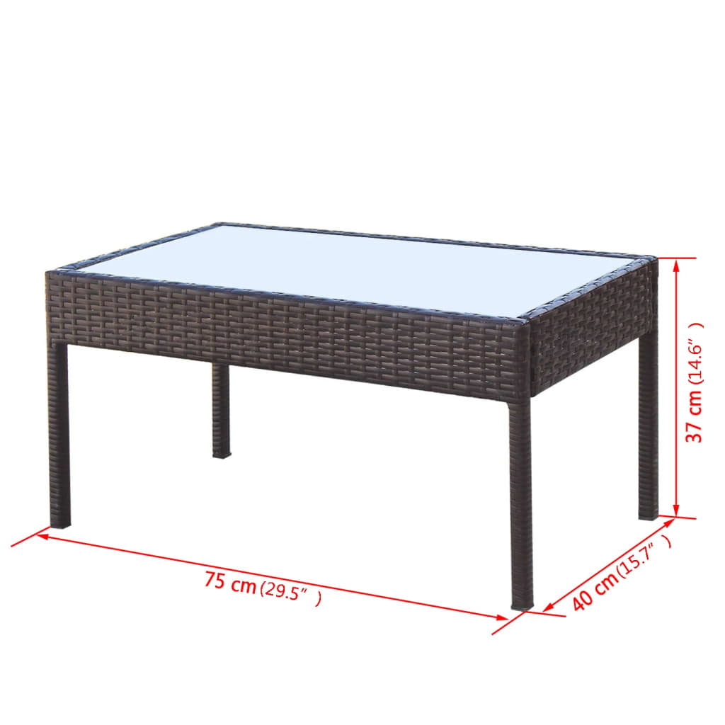-Delige Loungeset Met Kussens Poly Rattan Bruin