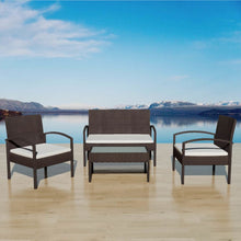 -Delige Loungeset Met Kussens Poly Rattan Bruin