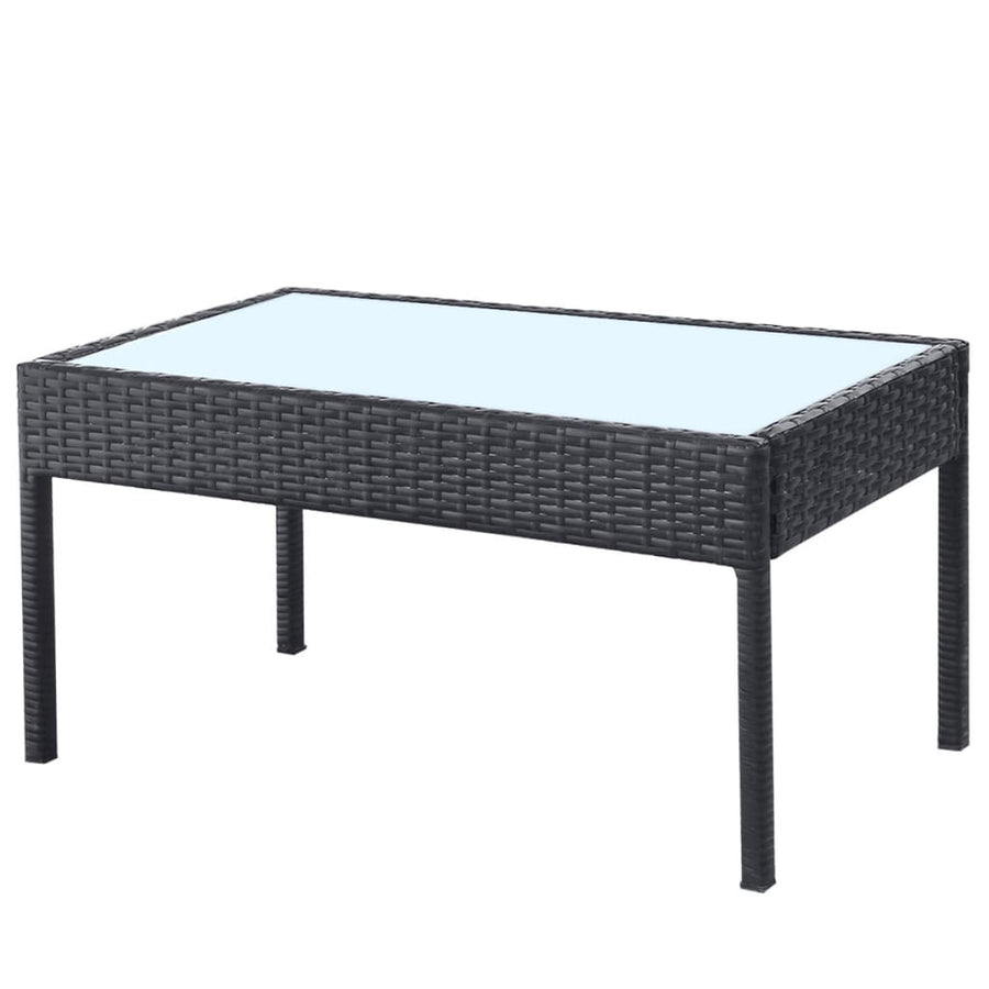 4-delige Loungeset met kussens poly rattan zwart