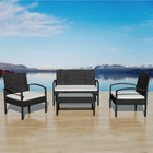 -Delige Loungeset Met Kussens Poly Rattan Zwart en wit