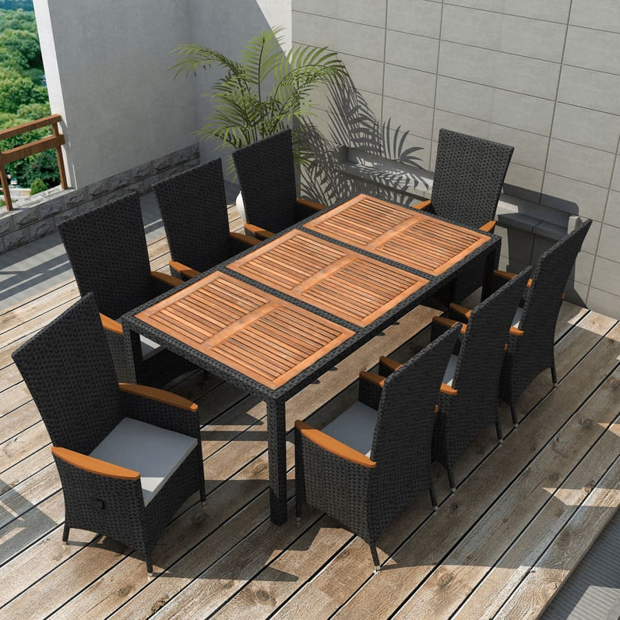 9-Delige Tuinset Met Kussens Poly Rattan Grijs