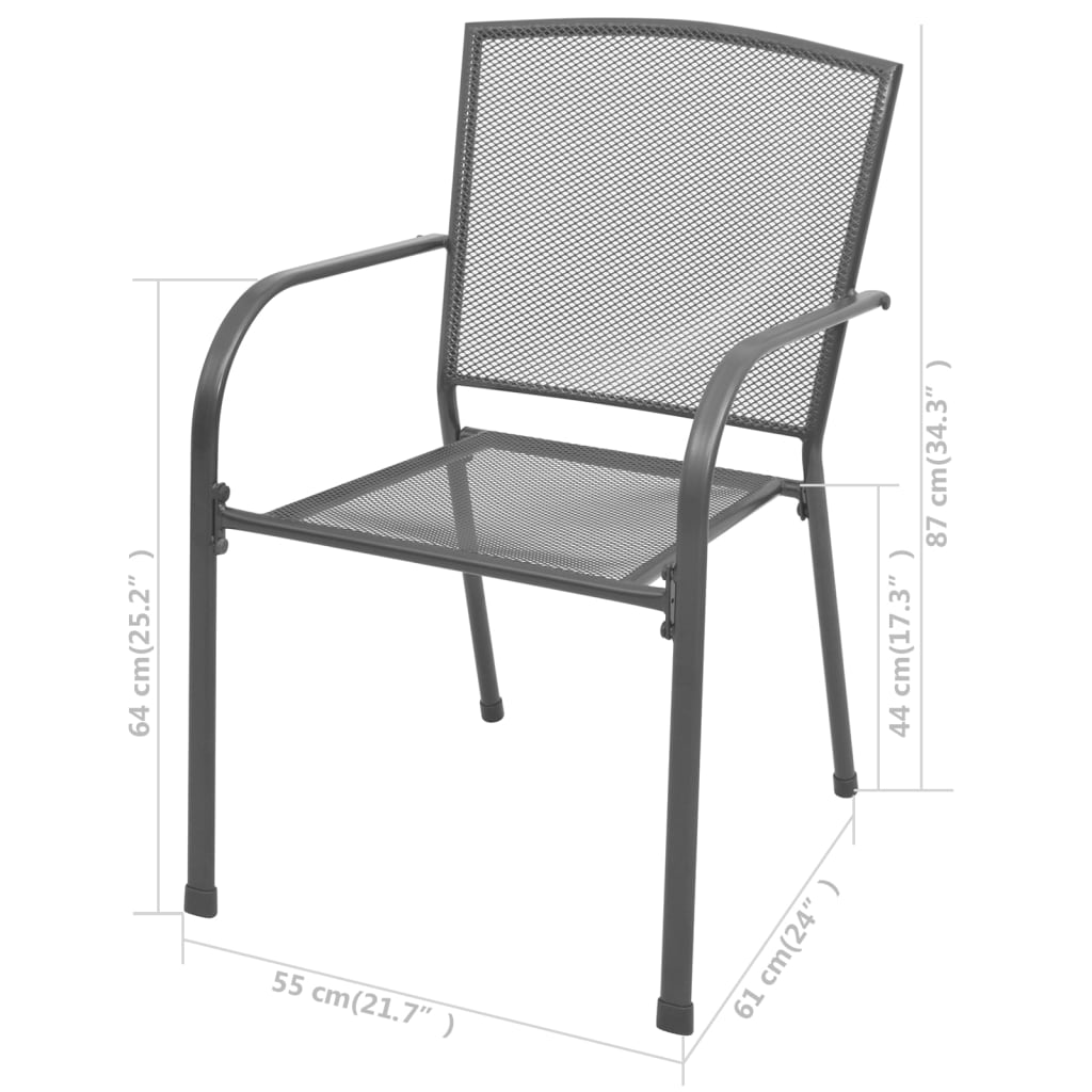 Tuinstoelen Stapelbaar 2 St Staal Grijs