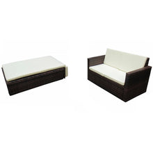 -Delige Loungeset Met Kussens Poly Rattan Bruin