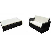 -Delige Loungeset Met Kussens Poly Rattan Zwart en wit