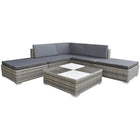 -Delige Loungeset Met Kussens Poly Rattan Grijs