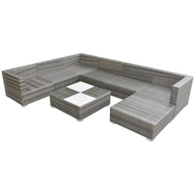 -Delige Loungeset Met Kussens Poly Rattan Grijs