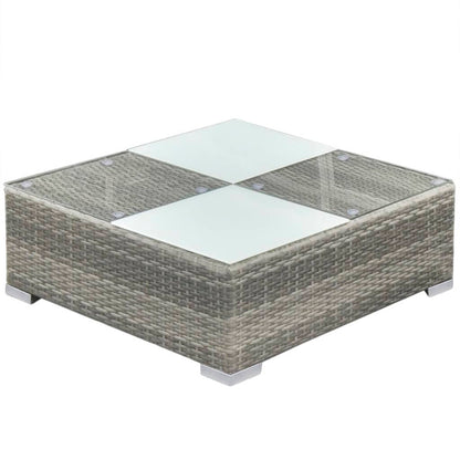 -Delige Loungeset Met Kussens Poly Rattan Grijs