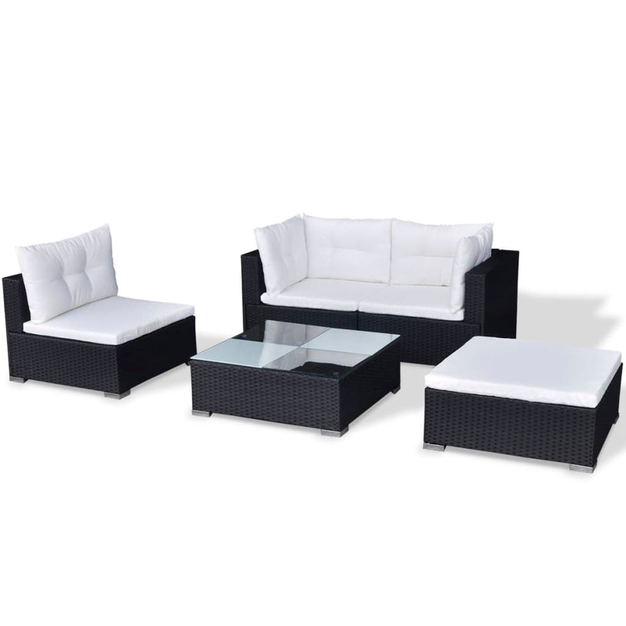 5-Delige Loungeset Met Kussens Poly Rattan Zwart