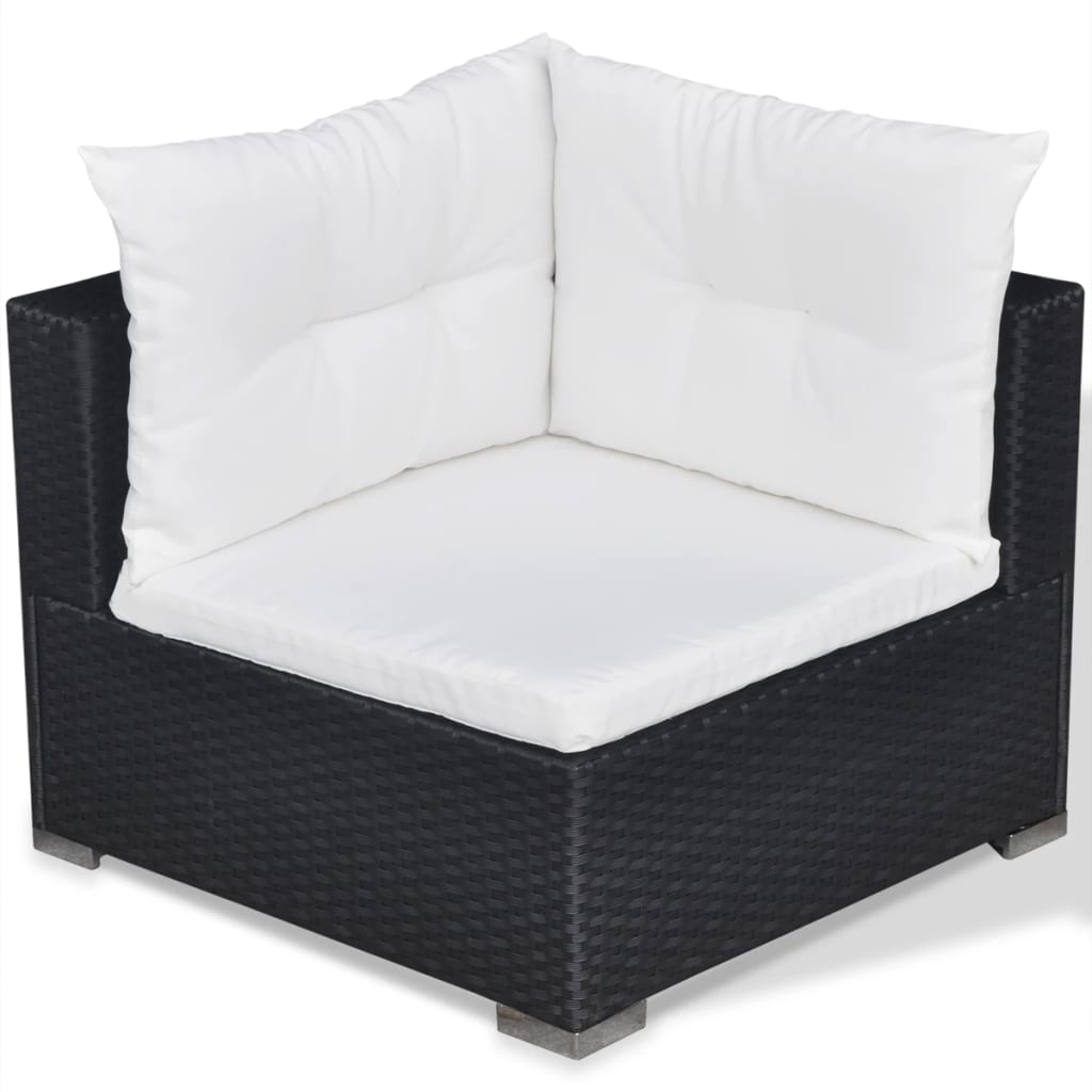 5-Delige Loungeset Met Kussens Poly Rattan Zwart