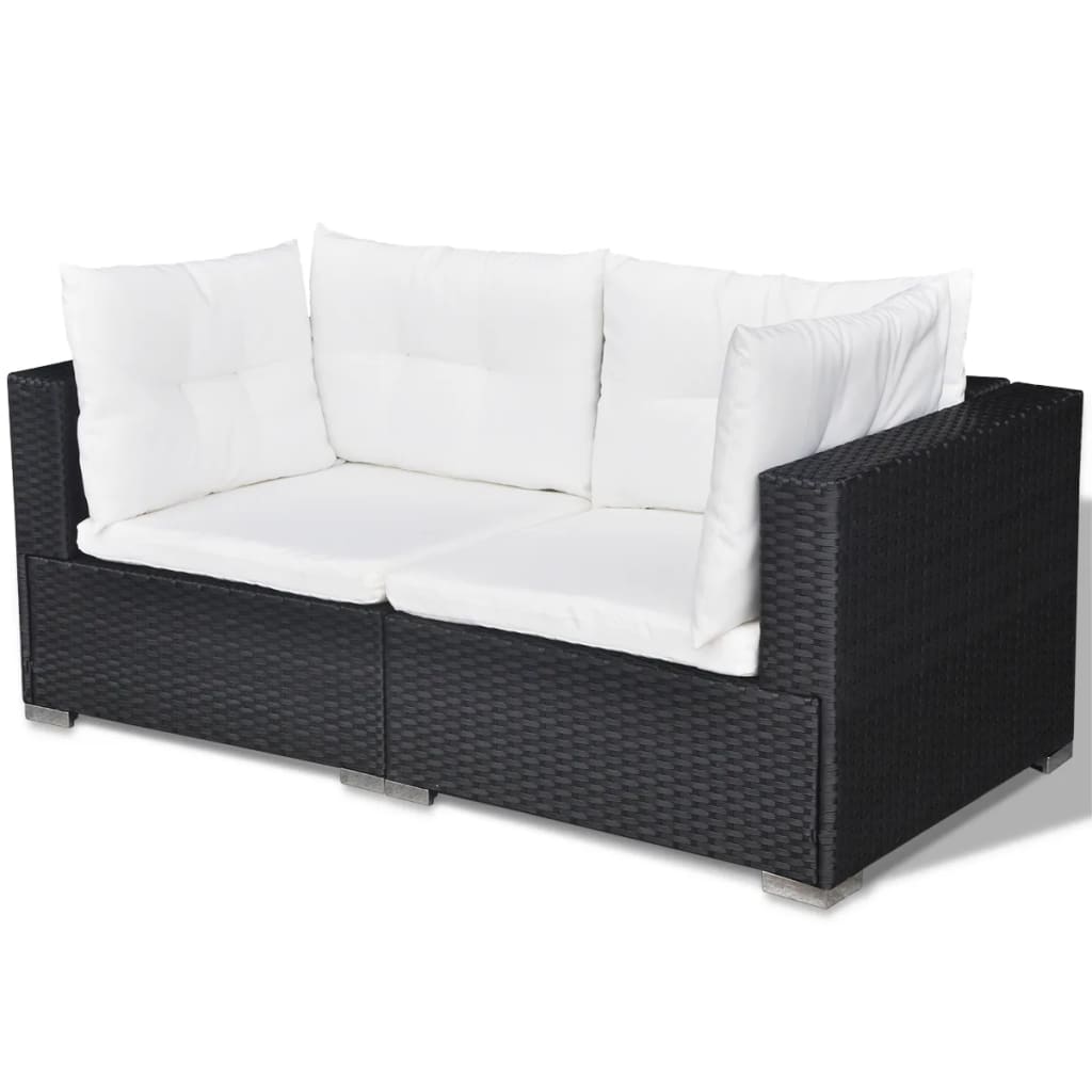 5-Delige Loungeset Met Kussens Poly Rattan Zwart