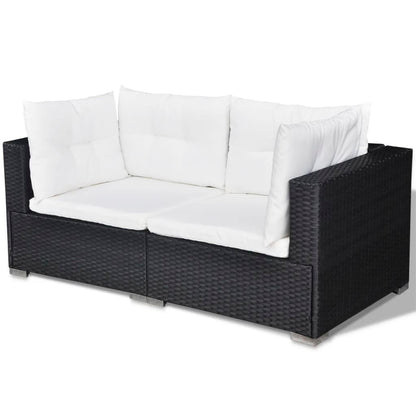 5-Delige Loungeset Met Kussens Poly Rattan Zwart