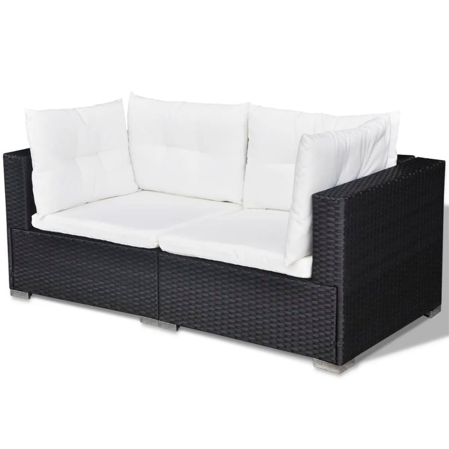 5-Delige Loungeset Met Kussens Poly Rattan Zwart