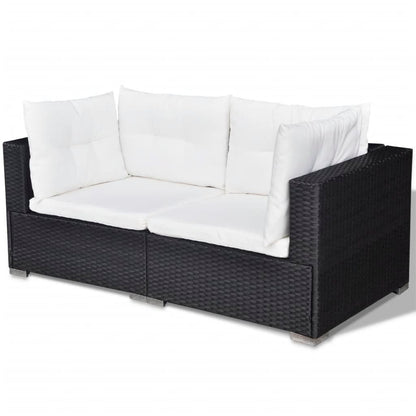 6-Delige Loungeset Met Kussens Poly Rattan Zwart