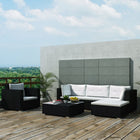 6-piece Lounge Set with Cushions Poly Rattan Black
