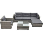 6-piece Lounge Set with Cushions Poly Rattan Grey