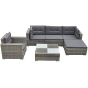Loungeset 6-delig poly rattan grijs
