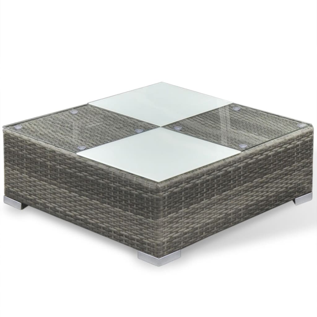 6-delige Loungeset met kussens poly rattan grijs