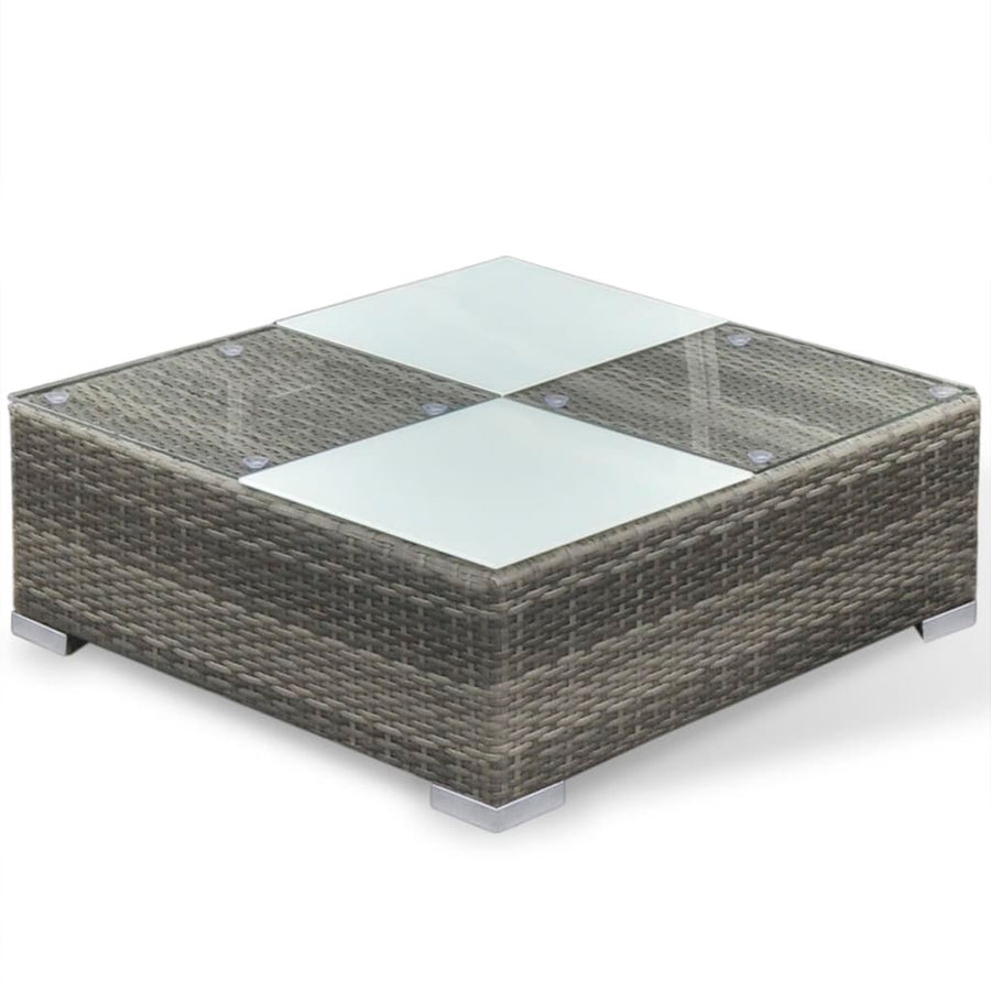 6-delige Loungeset met kussens poly rattan grijs