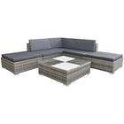 6-piece Lounge Set with Cushions Poly Rattan Grey