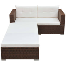 -Delige Loungeset Met Kussens Poly Rattan Bruin